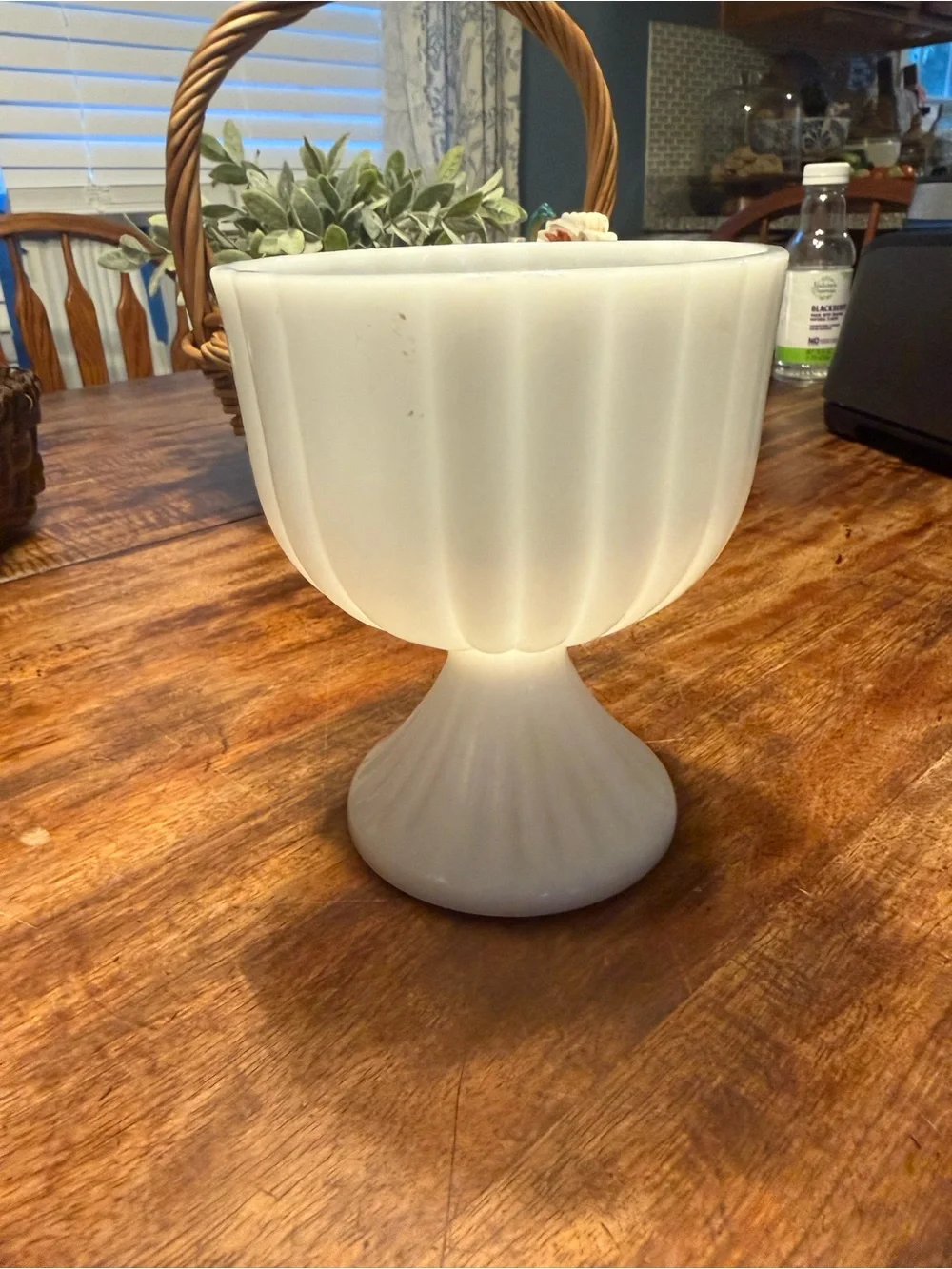 White Milk Glass Compote Pedestal Bowl - Classic Home Accent
